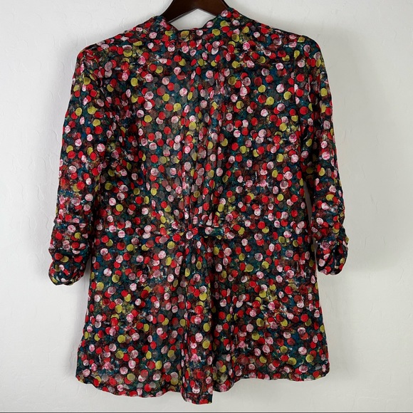 Andria Leiu Blouse Size Small dots circles - Picture 2 of 6